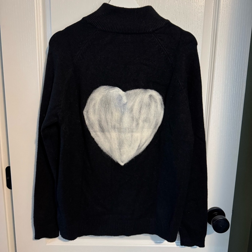 CHARLIE B Black Sweater with White Heart
